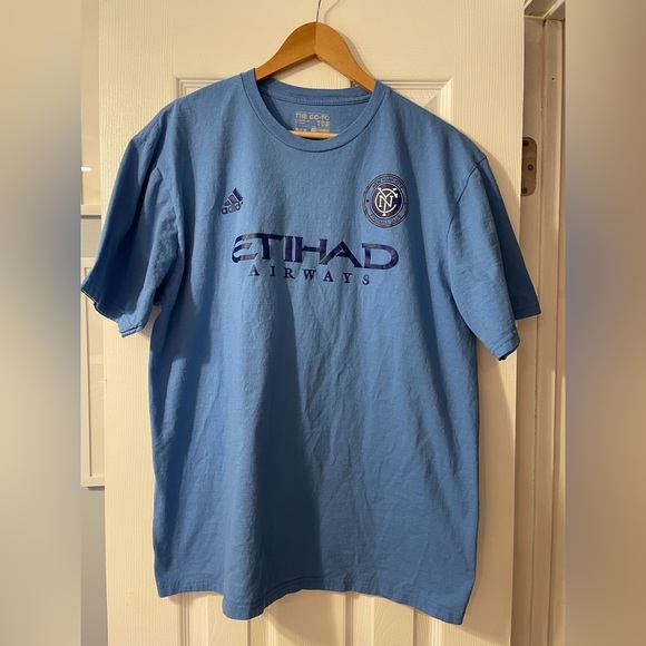 adidas Other - Mens size xl soccer tshirt blue ny football club nyfc villa 7 sports jersey fan